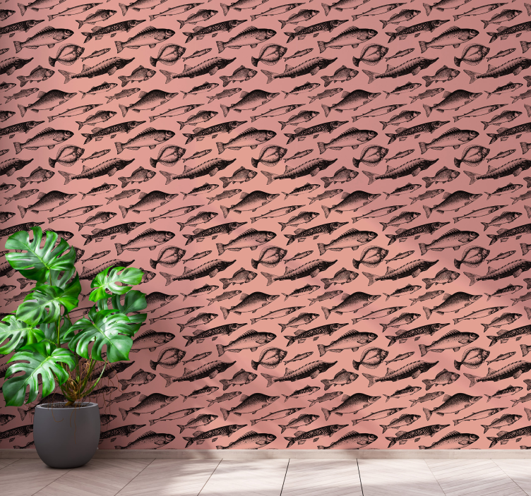 Papel pintado animal peces dibujados a mano - TenVinilo