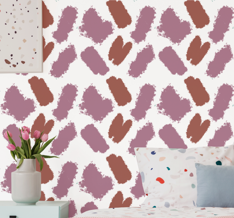 Papel pintado de arte Salpicaduras de pintura rosa y roja - TenVinilo