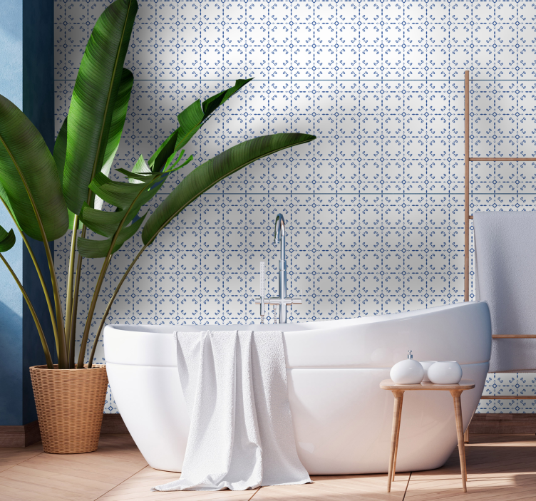 Papel pintado baño azulejos clásicos - TenVinilo