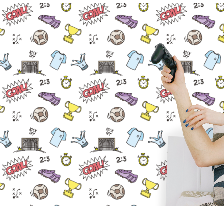 Papel pintado juvenil Patrón de elogios de fútbol - TenVinilo
