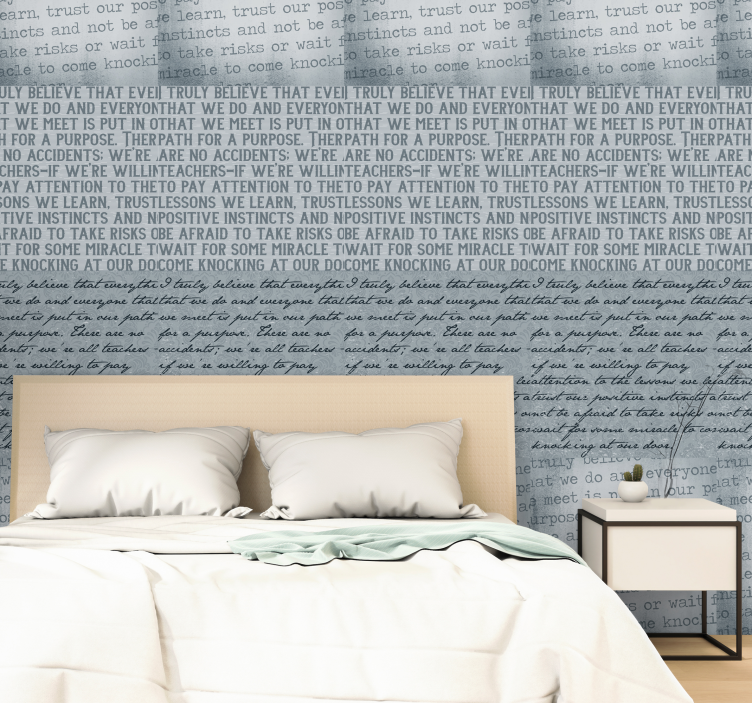 Papel pintado gris para dormitorio texto inglés - TenVinilo
