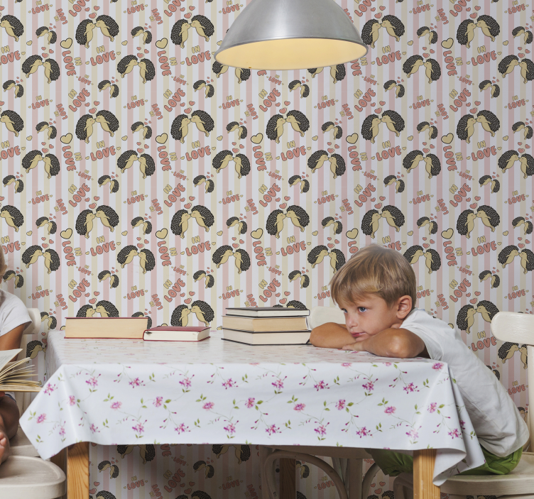 Papel pintado infantil puercoespín enamorado - TenVinilo