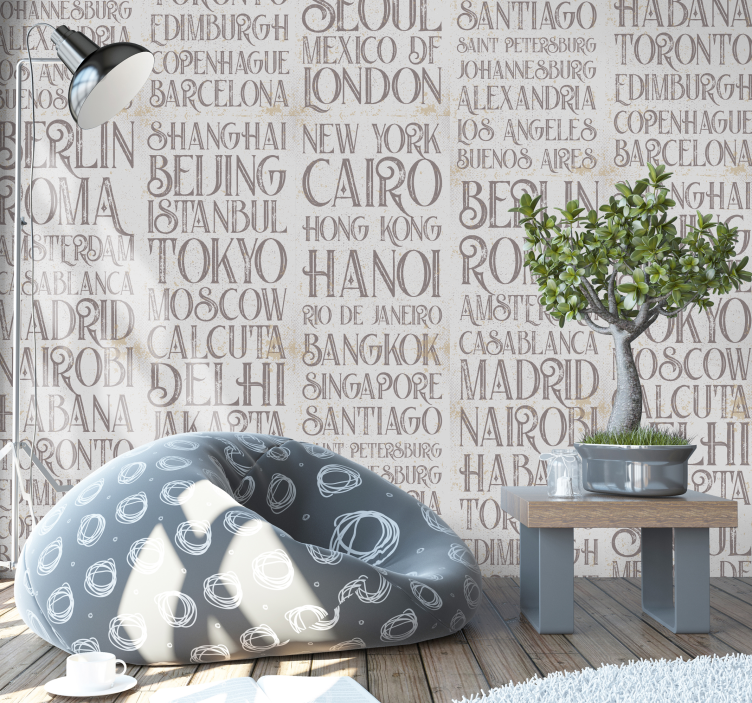 Papel pintado letras nombres de ciudades - TenVinilo
