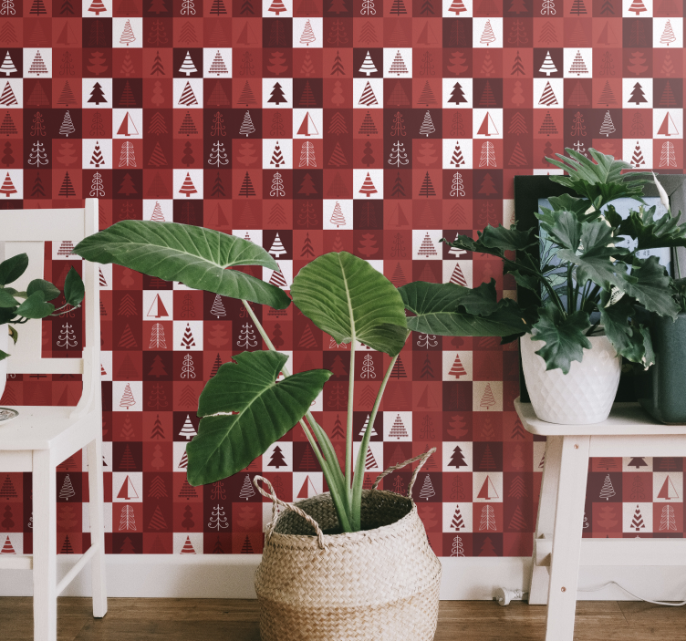 Papel pintado salón Patchwork de navidad - TenVinilo