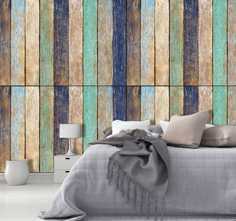 Papel pintado rayas verticales listones madera - TenVinilo