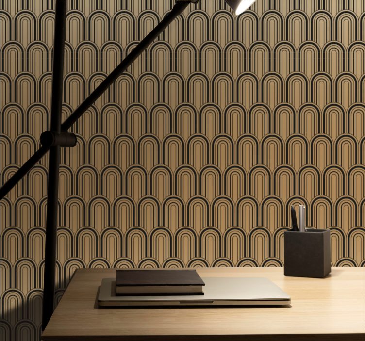 Papel pintado retro Patrón de decoración de arte de arco dorado - TenVinilo