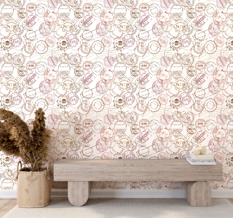 Papel pintado retro Sellos retro - TenVinilo