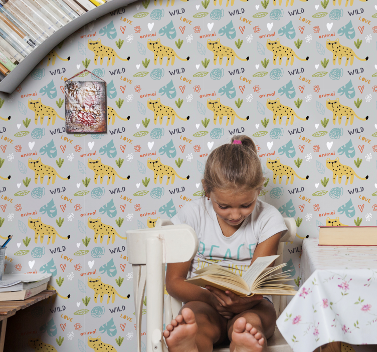 Papel tapiz animales conjunto con motivos de safari - TenVinilo