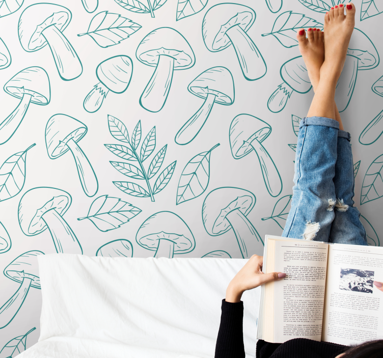 Papel tapiz animales contornos de hongos - TenVinilo