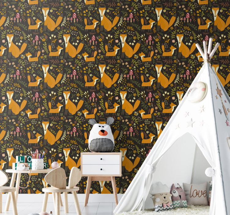 Papel tapiz animales zorros nórdicos - TenVinilo