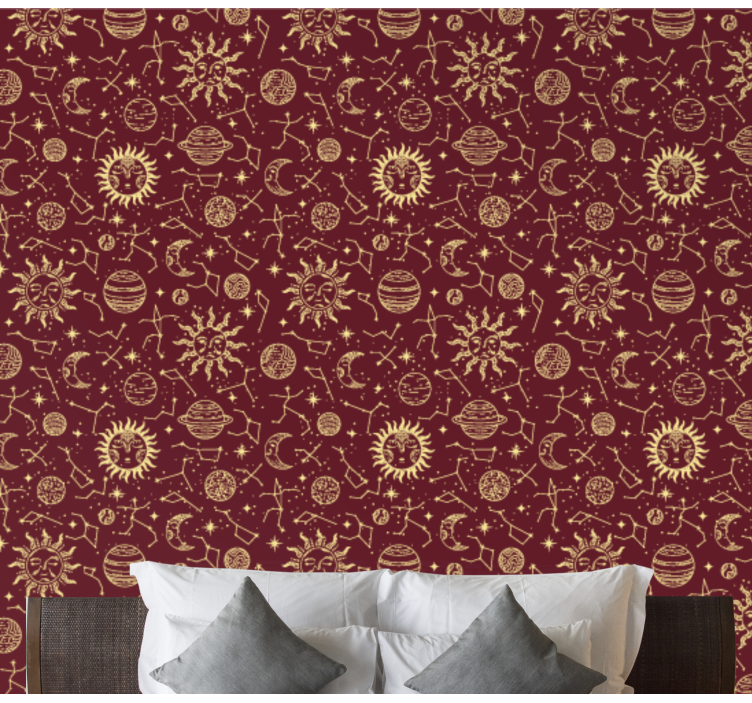 Papel tapiz arte patrones celestes - TenVinilo