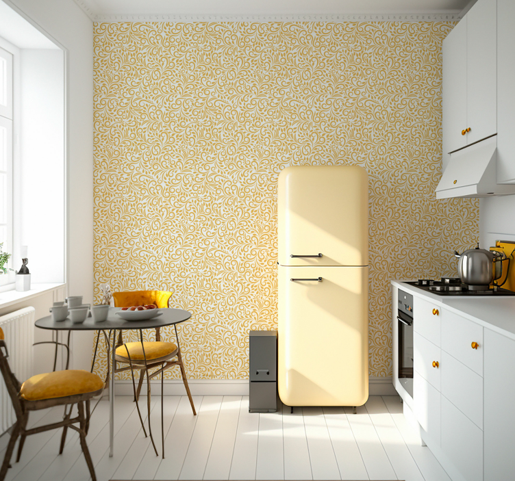 Papel tapiz floral florituras ornamentadas - TenVinilo