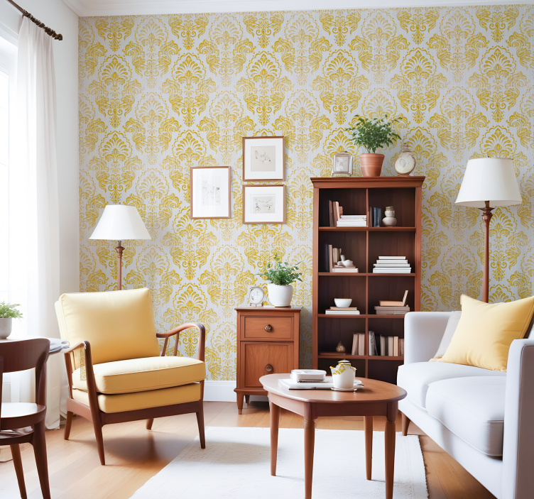 Papel tapiz barroco diseño dorado - TenVinilo