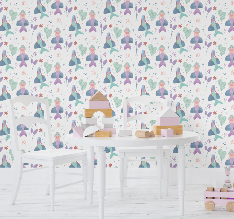 Papel tapiz infantil fantasía de sirena - TenVinilo