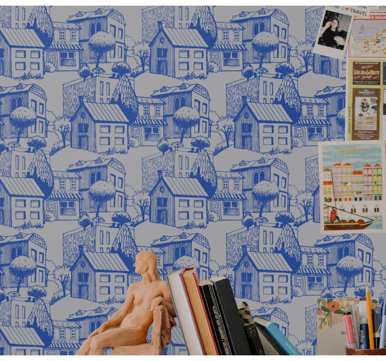 Papel tapiz ciudades ilustración de dibujo urbano - TenVinilo