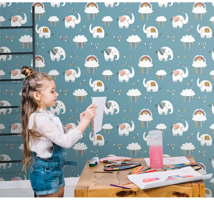 Papel tapiz elefantes desfile juguetón de elefantes - TenVinilo
