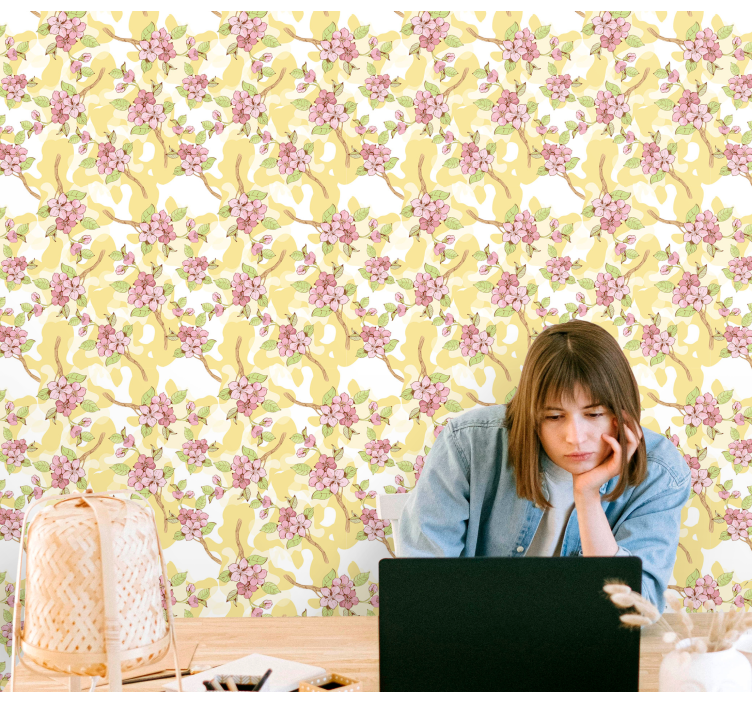 Papel tapiz flores cascada floral - TenVinilo