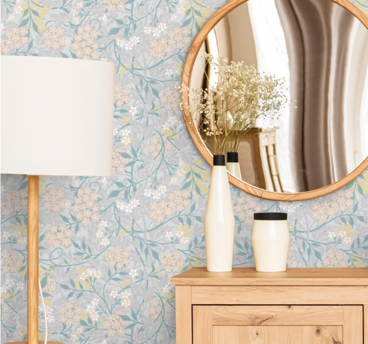 Papel tapiz flores elegancia floral de hortensias - TenVinilo