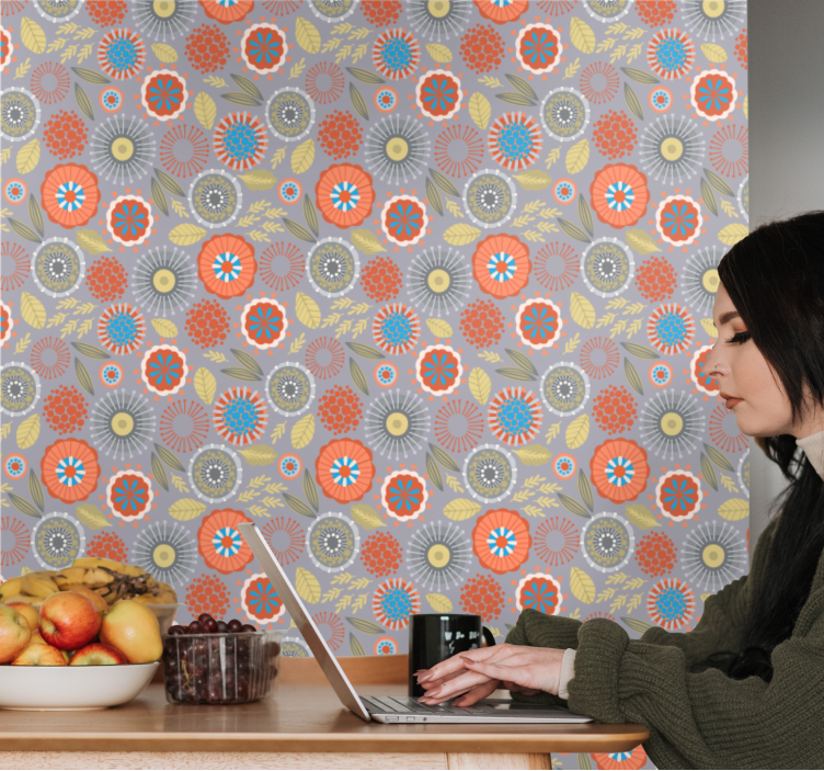 Papel tapiz flores estallido floral - TenVinilo