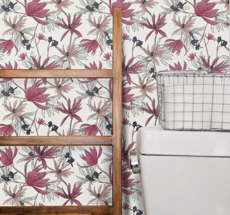 Papel tapiz flores exhibición botánica floral - TenVinilo