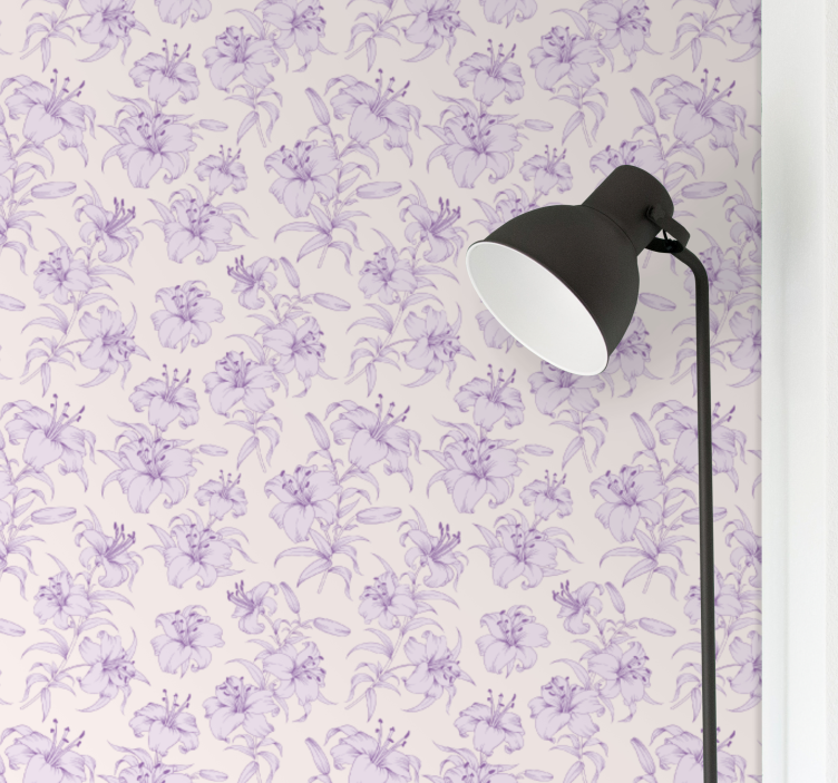 Papel tapiz flores elegante motivo morado - TenVinilo