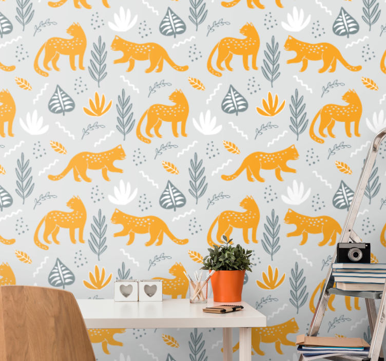 Papel tapiz gatos decoración con motivos felinos - TenVinilo