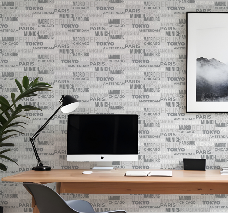 Papel tapiz letras nombre de ciudades - TenVinilo