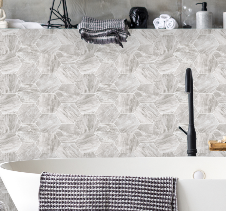 Papel tapiz mármol patrón de mosaico hexagonal - TenVinilo