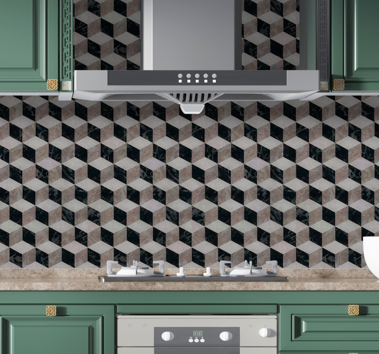 Papel tapiz metal disposición geométrica de cubos - TenVinilo