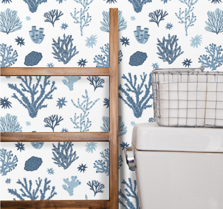 Papel tapiz naturaleza patrones de flora oceánica - TenVinilo